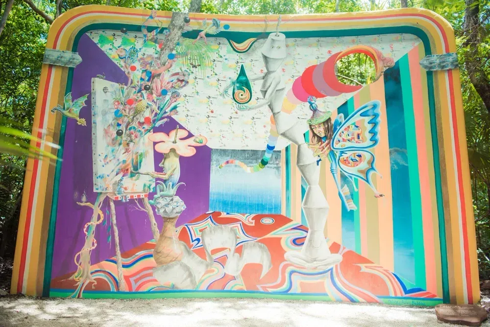 Archival photograph of a mural documented by Tulum Art Club in Tulum.