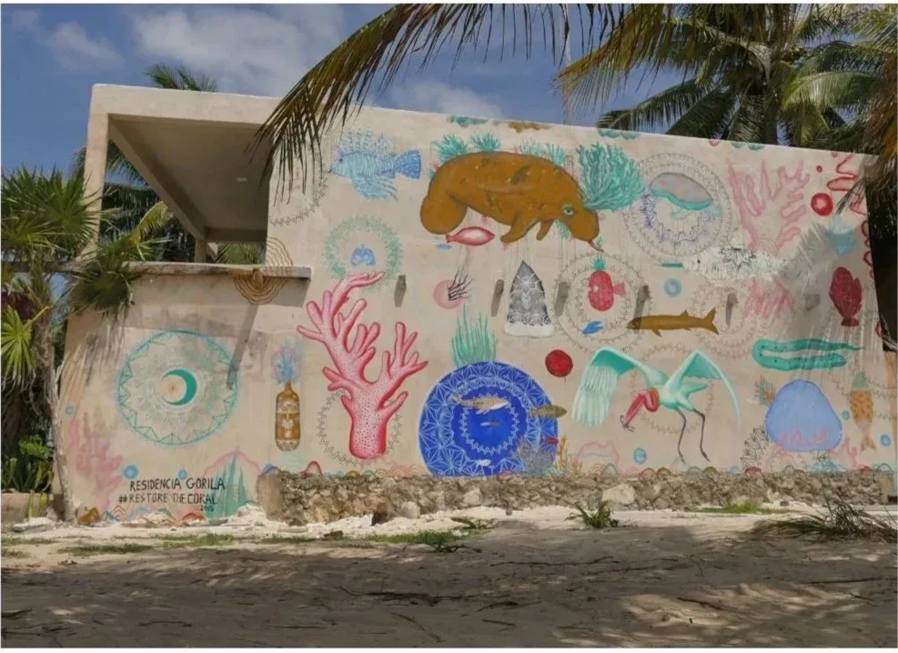 Archival photograph of a mural documented by Tulum Art Club in Tulum.
