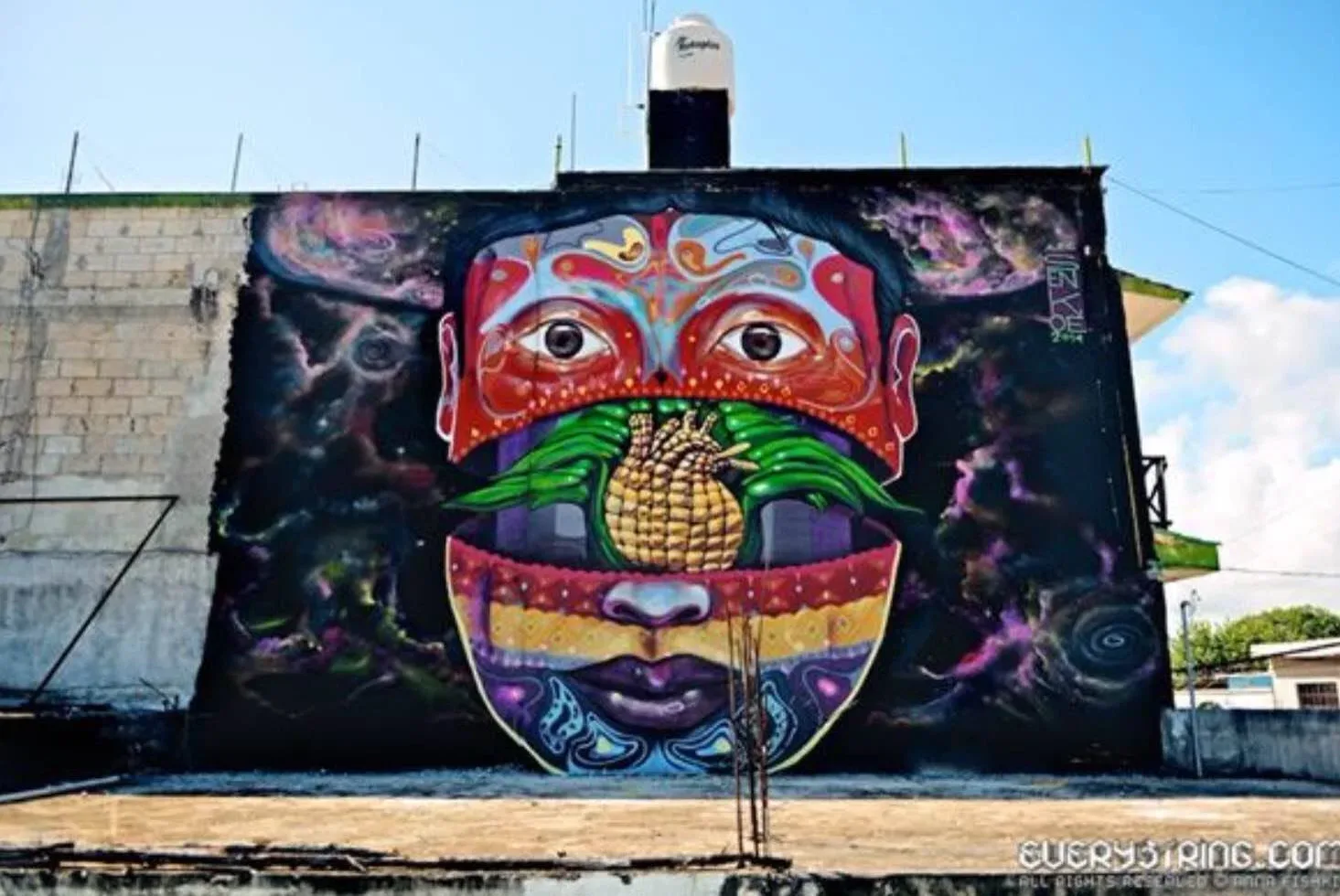 Archival photograph of a mural documented by Tulum Art Club in Tulum.