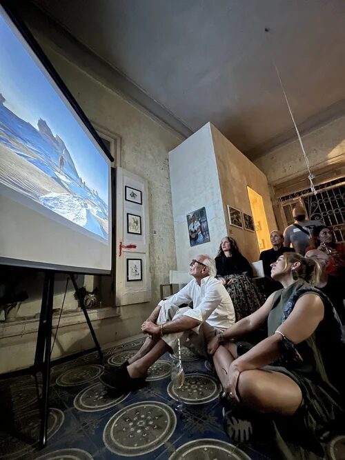 Screening and conversation at an early Tulum Art Club gathering